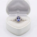 9ct White Gold 0.75ct Diamond & Tanzanite Halo Ring 3269