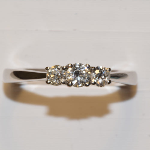 18ct White Gold 0.37ct Diamond Trilogy Ring 11114
