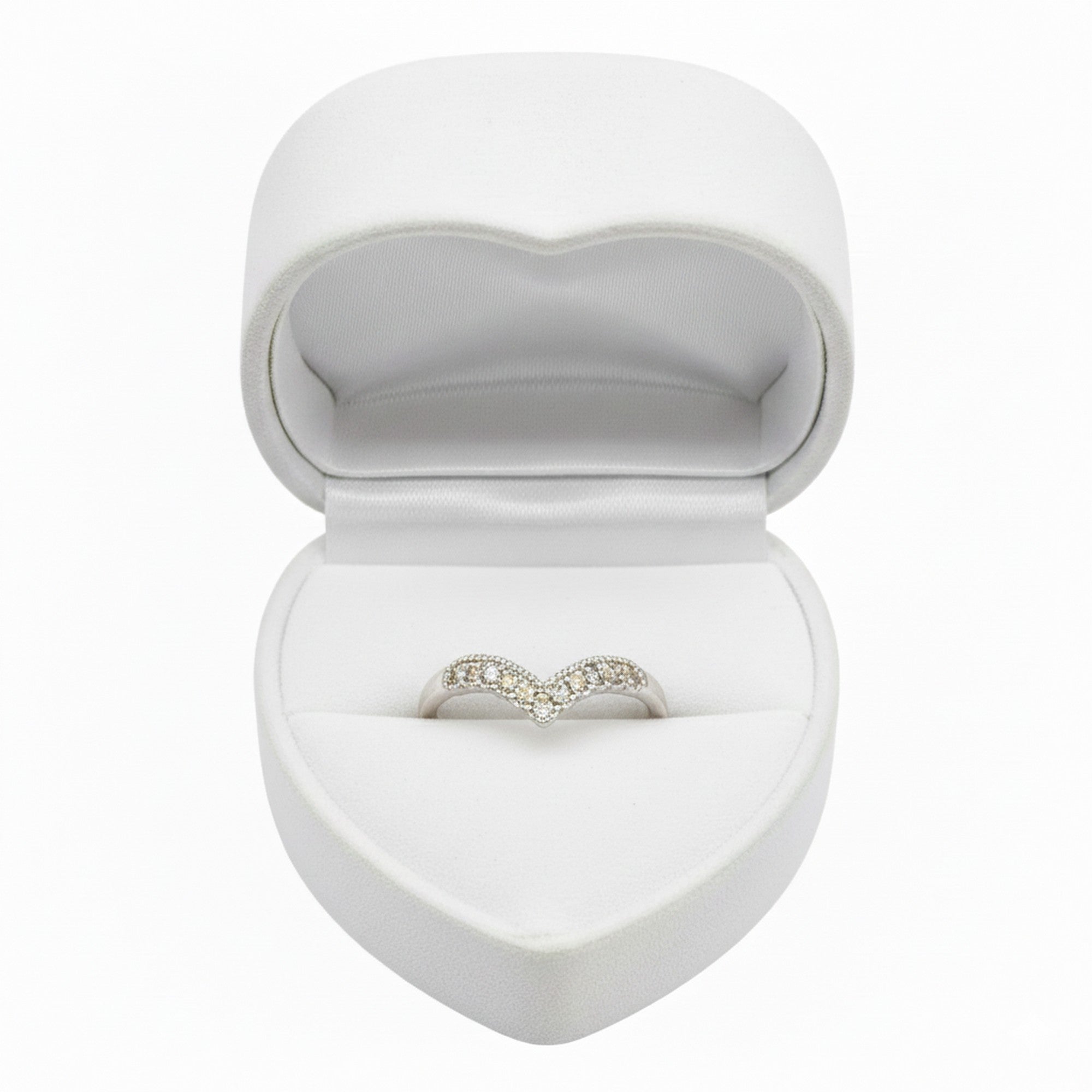 9ct White Gold 0.15cts Diamond Wishbone Ring ES-DR1599W