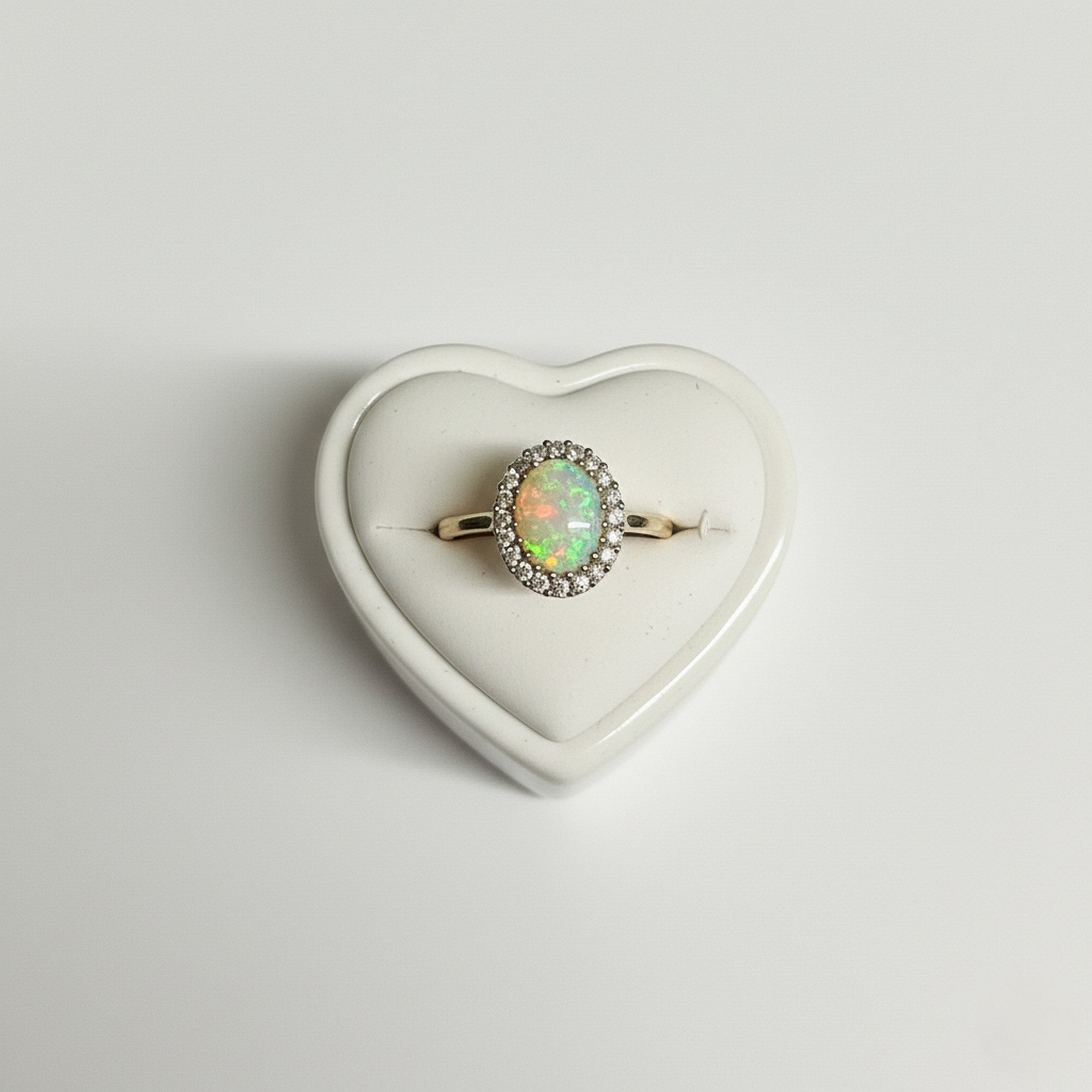 9ct Yellow Gold 0.24ct Diamond & Large Oval-Cut Opal Halo Cluster Ring ES-DOR1400