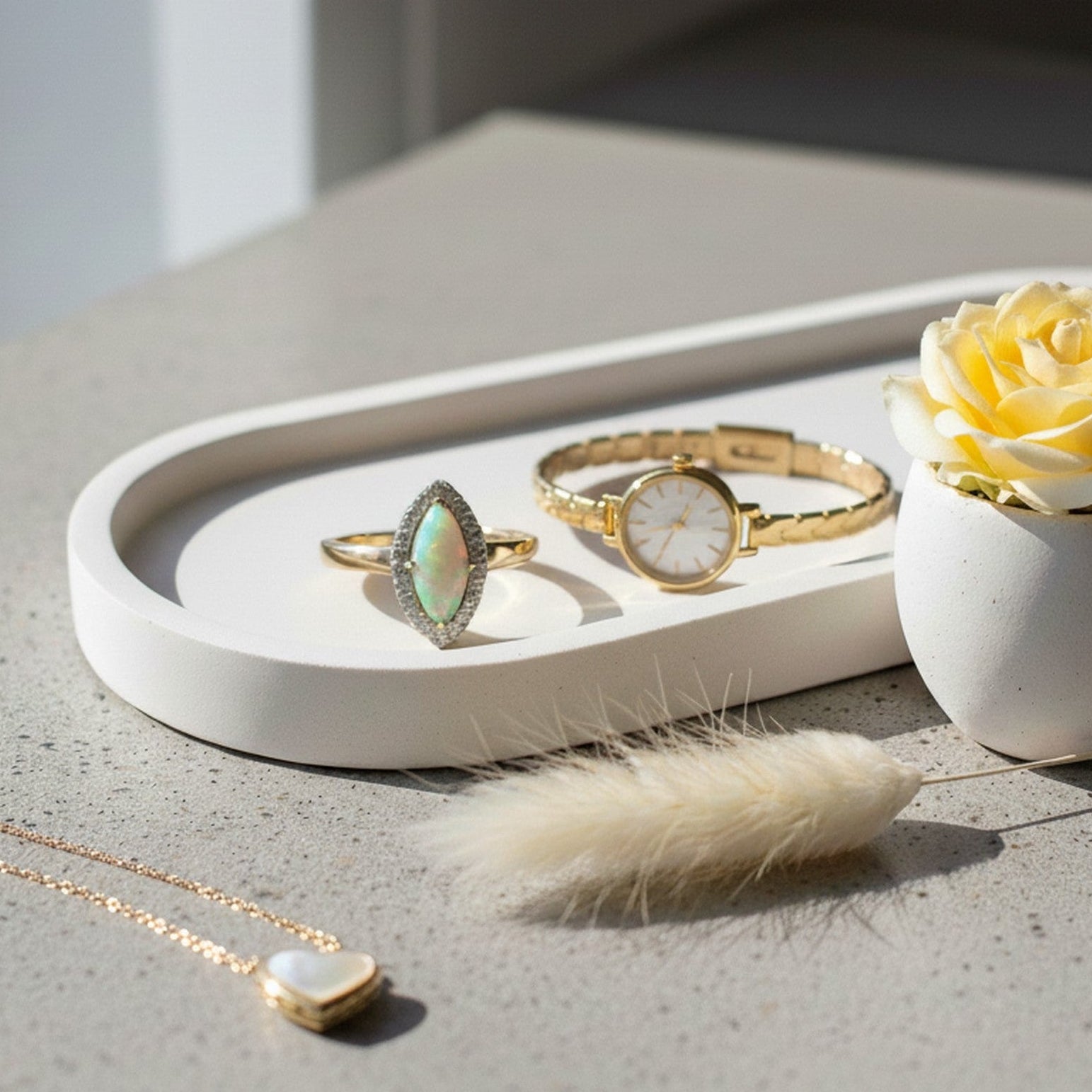 9ct Yellow Gold Marquise Opal and 0.18pts Diamond Ring ESDOR1422WIT