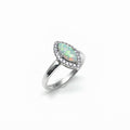 9ct White Gold Marquise Opal and 0.18pts Diamond Ring ESDOR1422WIT