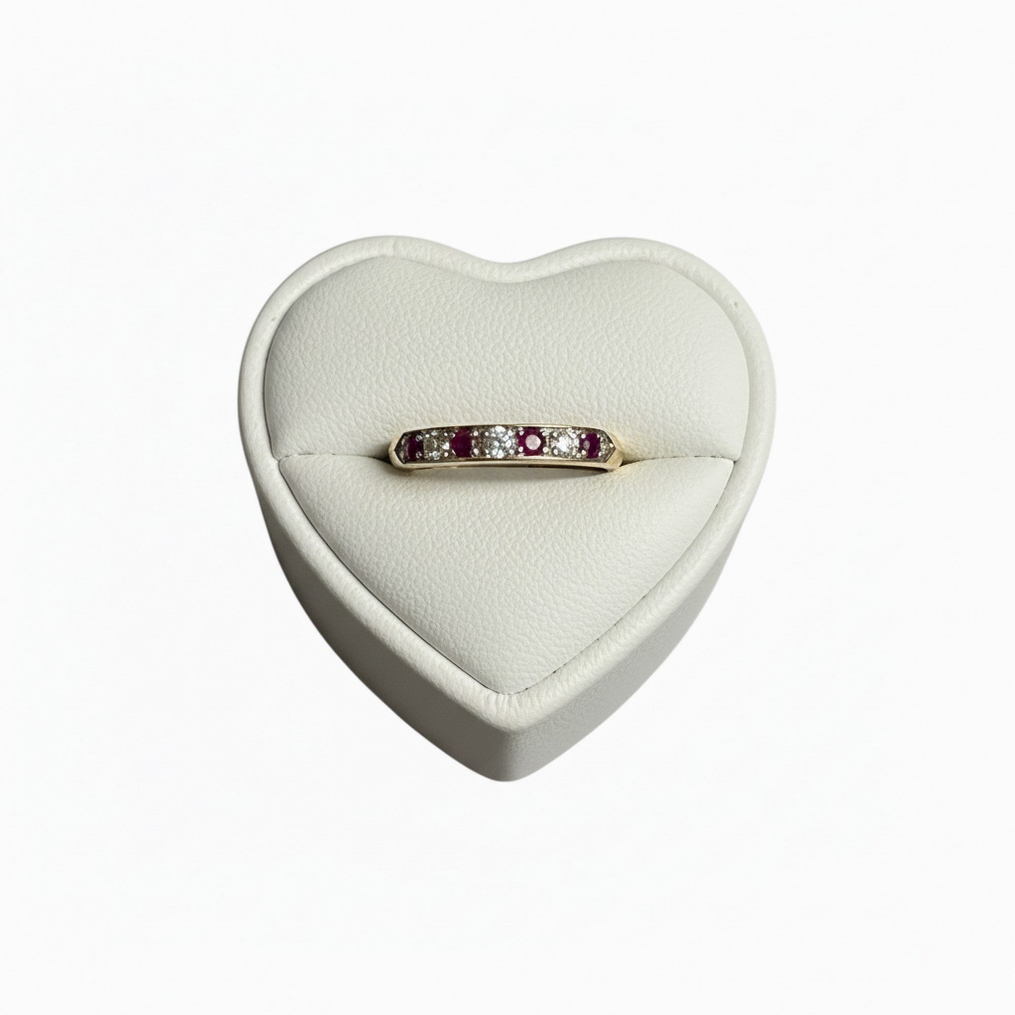 9ct Yellow Gold 0.10ct Diamond & Ruby Half Eternity Ring ES-DRR101