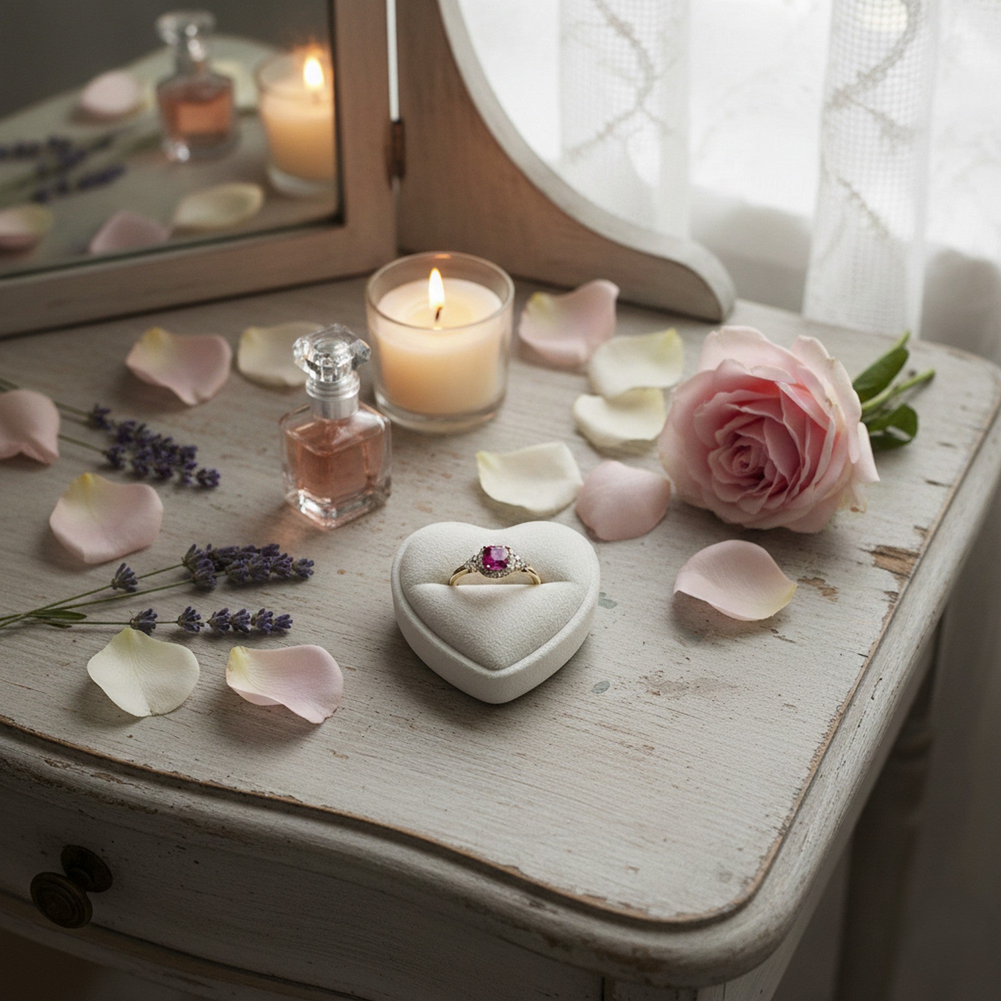 9ct Yellow Gold 0.29ct Diamond & Ruby Cushion-Cut Halo Cluster Ring ES-DRR1326