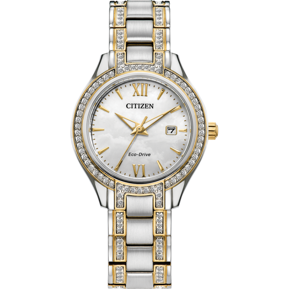 Citizen Ladies Silhouette Crystal Eco-Drive Two-Tone Bracelet Watch FE1234-50D