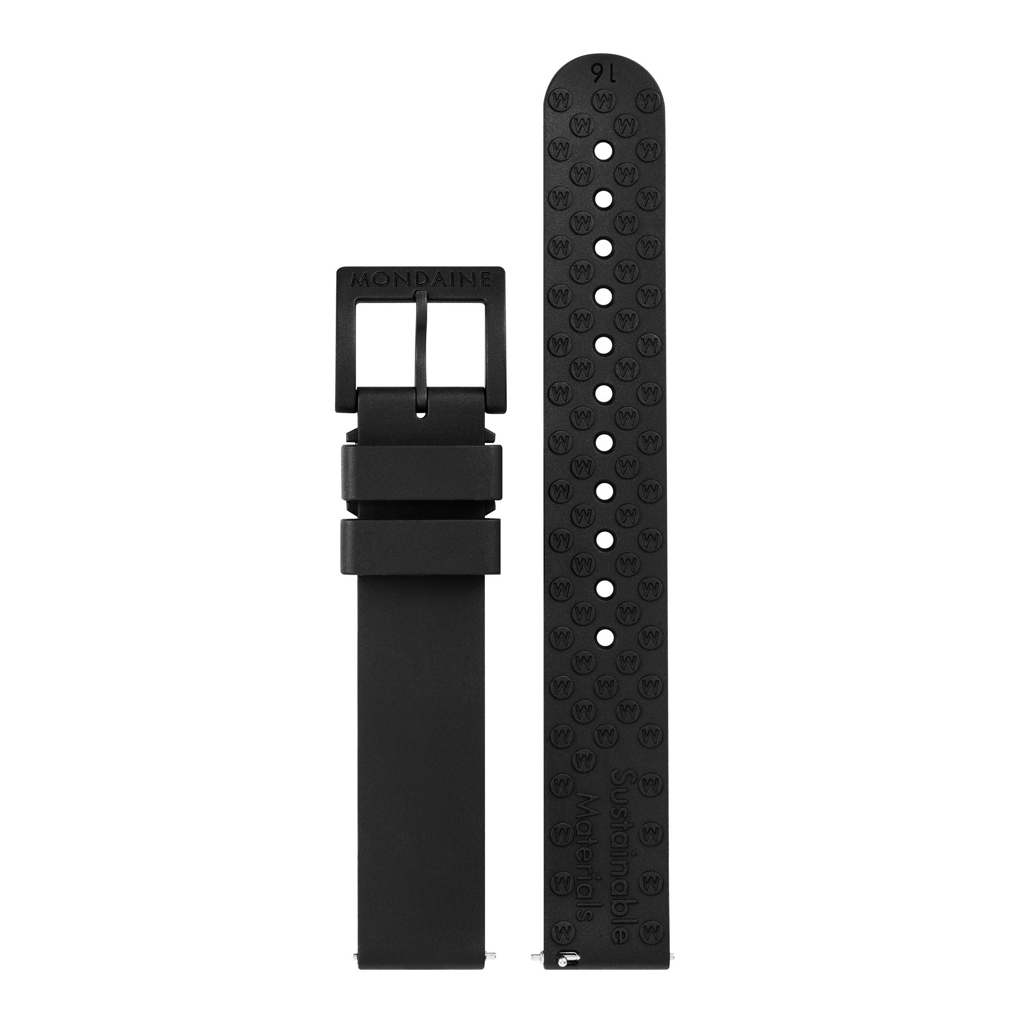 Mondaine 16mm Black Natural Rubber Based Mondaine Strap FP16916.20B