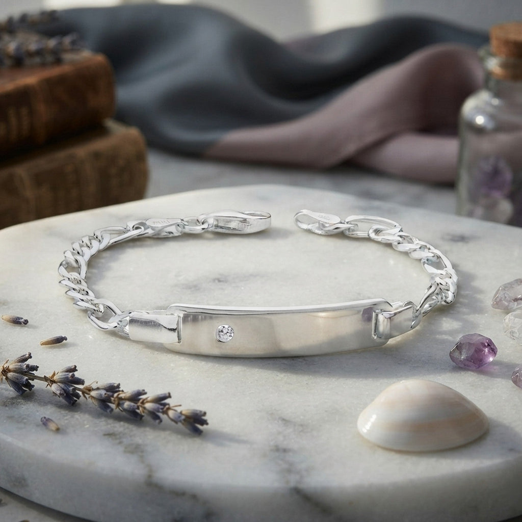 Silver Babies CZ Figaro Identity Bracelet 7251