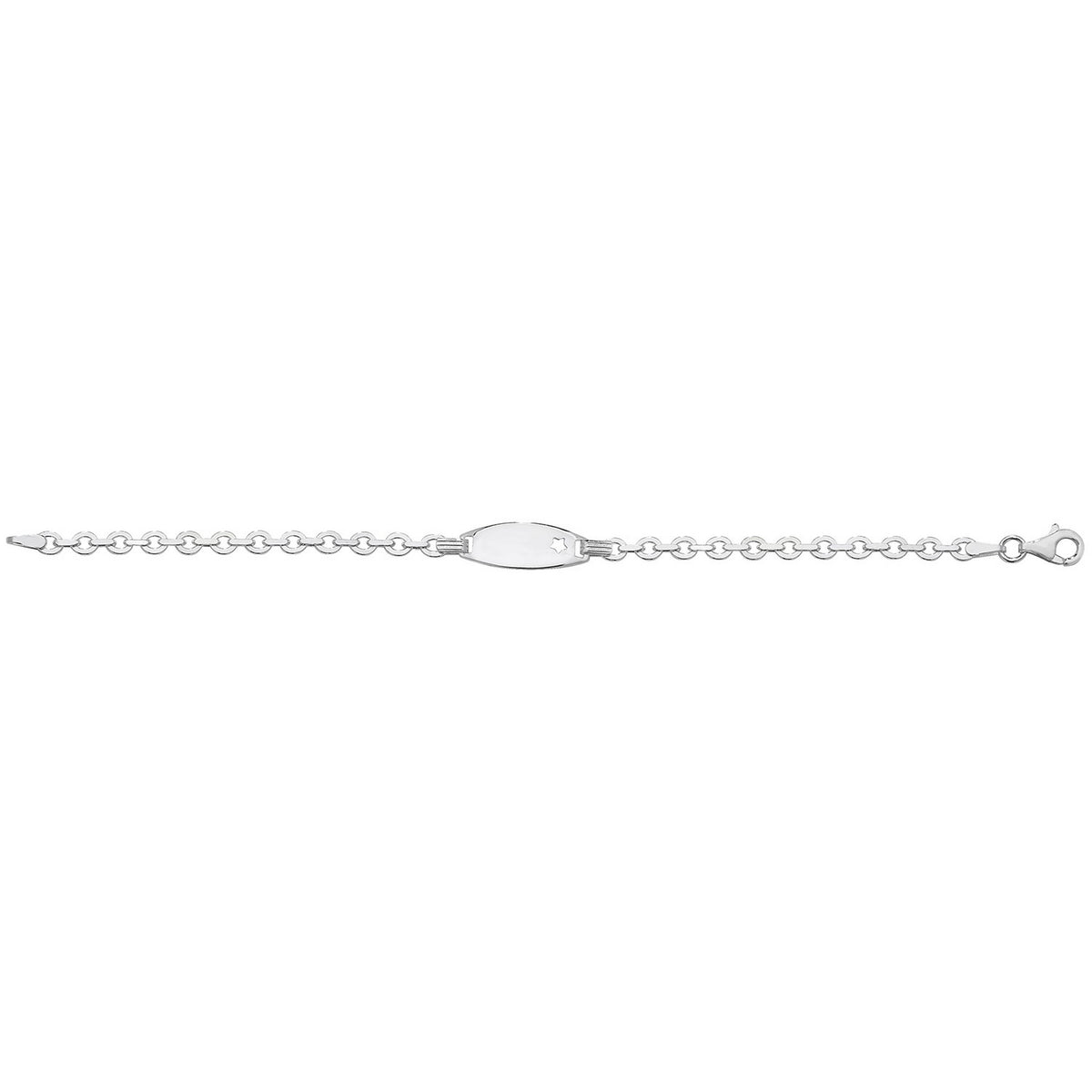 Silver Babies' Trace Cut-Out Star Oval ID Bracelet 7255