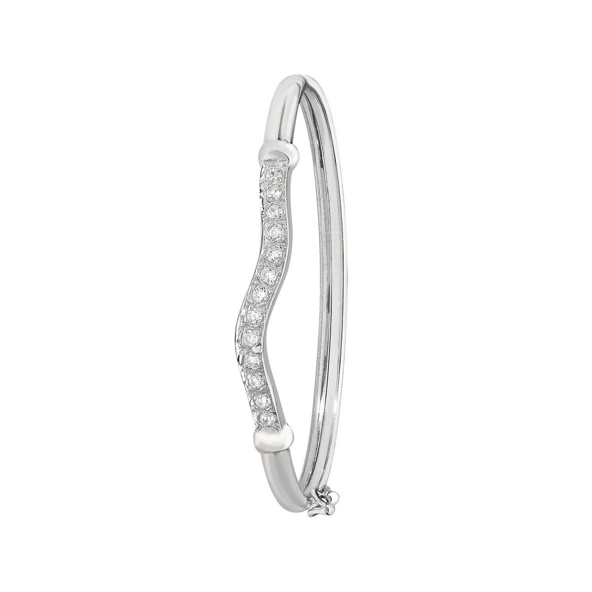 Silver Babies Oval CZ Hinged Bangle 8949