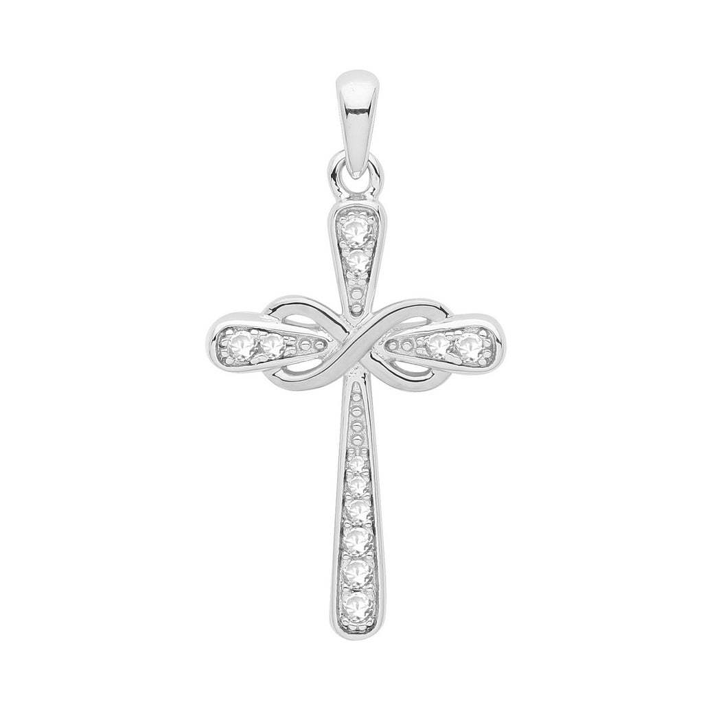 Silver Rhodium Plated Infinity CZ Cross 12745