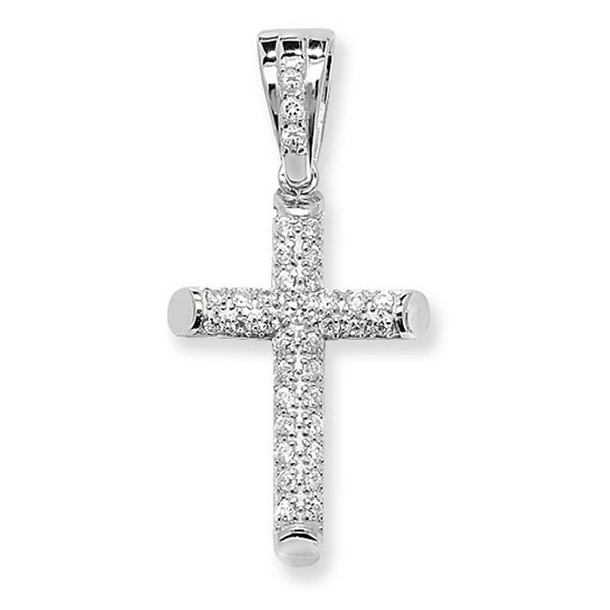Silver Large CZ Cross Pendant 9188