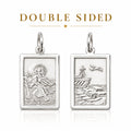 Silver St Christopher Double-Sided Oblong Pendant 10951