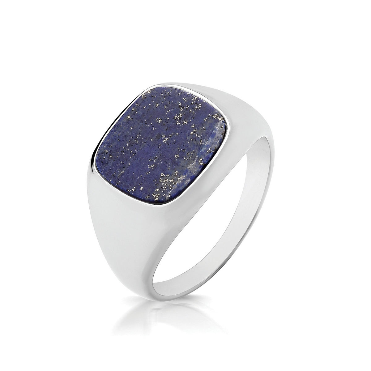 Silver Gents Triple Plated Cushion Lapis Signet Ring 11313