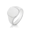 Silver Rhodium Plated Plain Cushion Signet Ring 12749