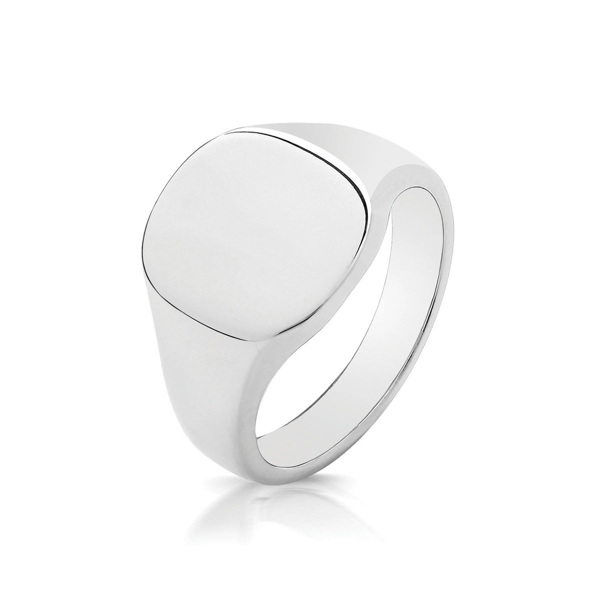 Silver Rhodium Plated Plain Cushion Signet Ring 12749