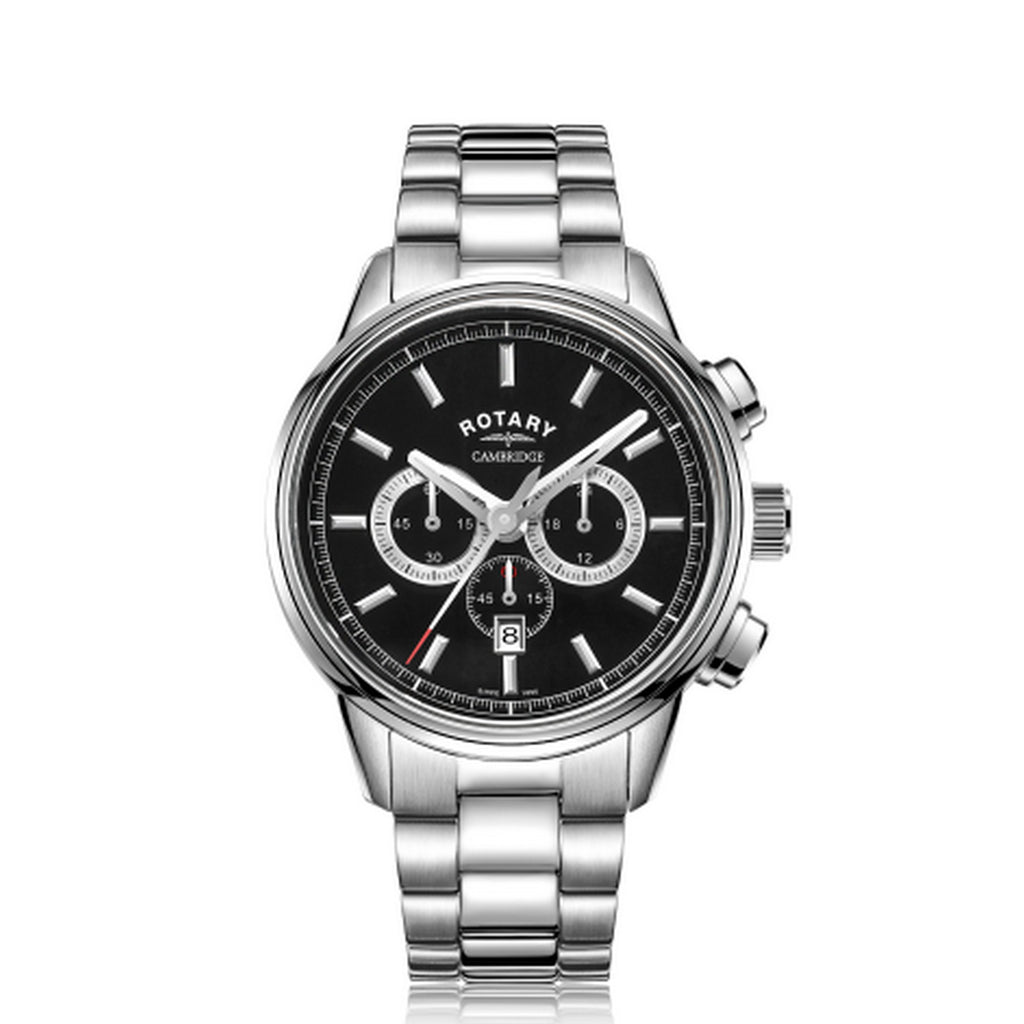 Rotary Men's Cambridge Chronograph Sapphire Black Dial Bracelet Watch GB05395/04