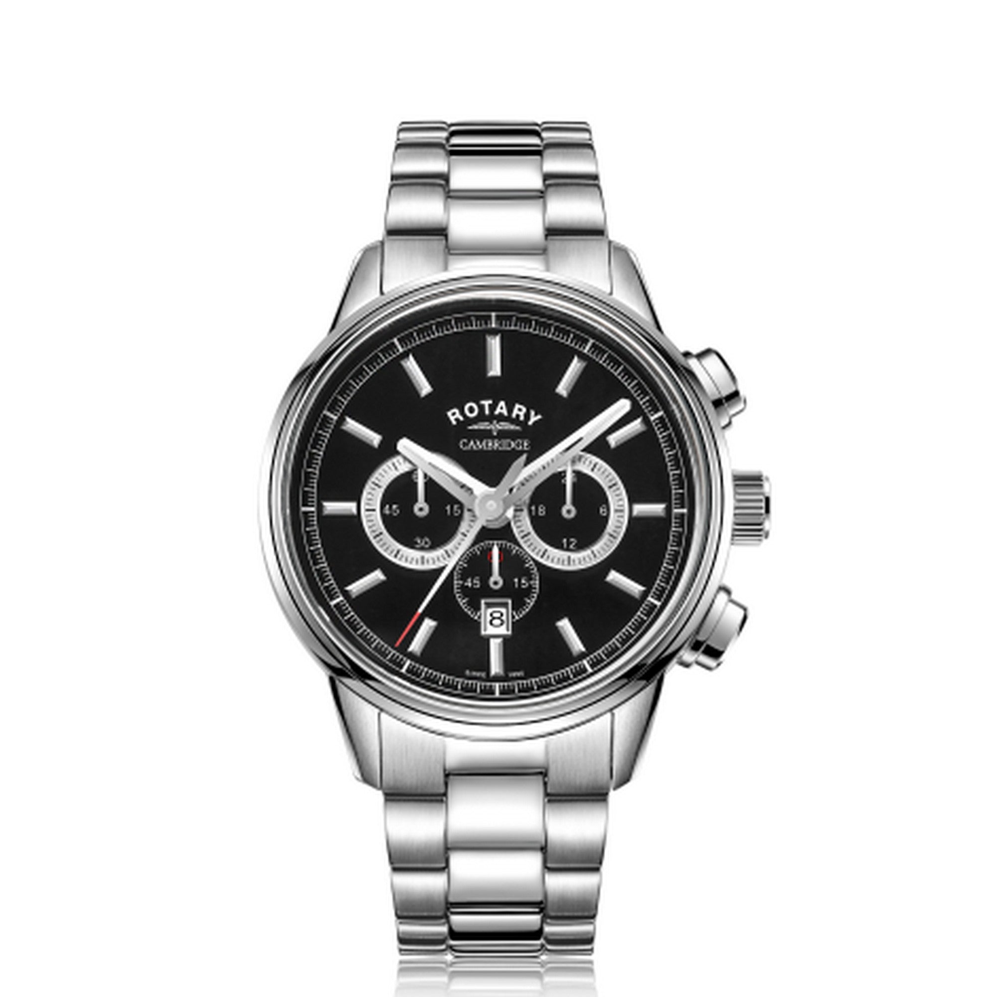 Rotary Men's Cambridge Chronograph Sapphire Black Dial Bracelet Watch GB05395/04