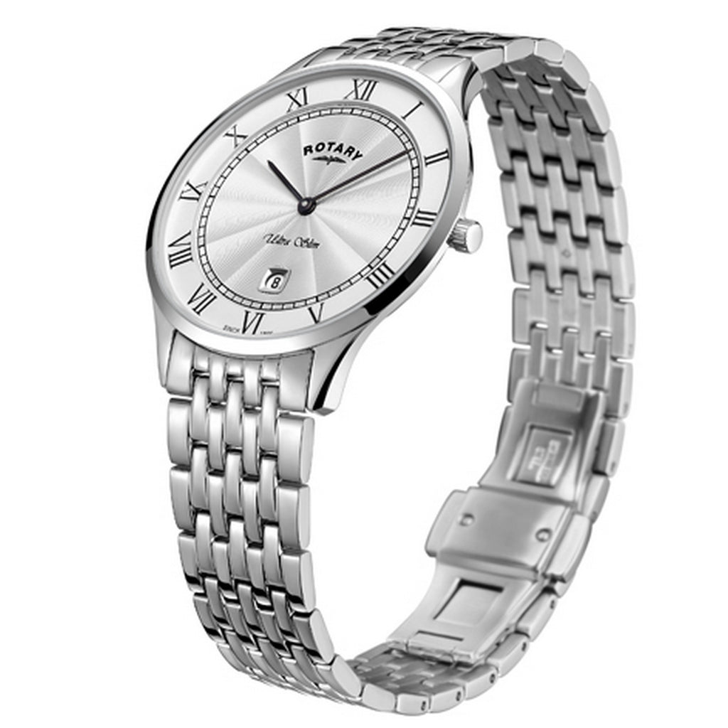 Rotary Ultra Slim White Stainless Steel Watch GB08300/01