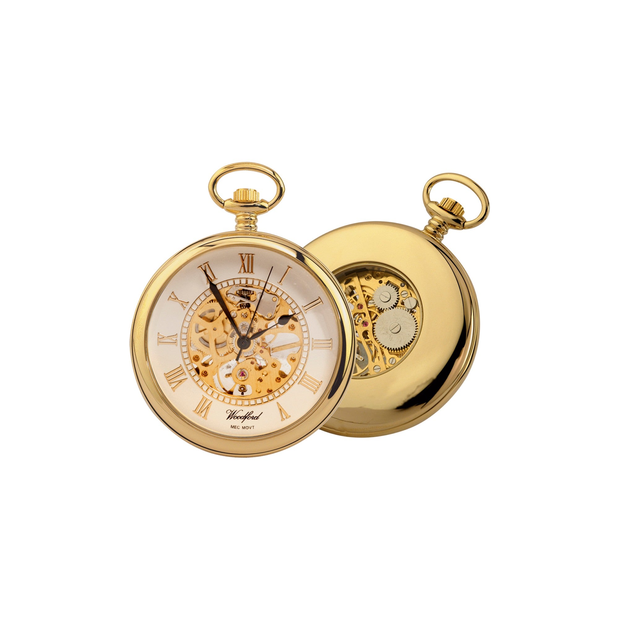Woodford Open Face Gold Plated Skeleton Pocket Watch 1030
