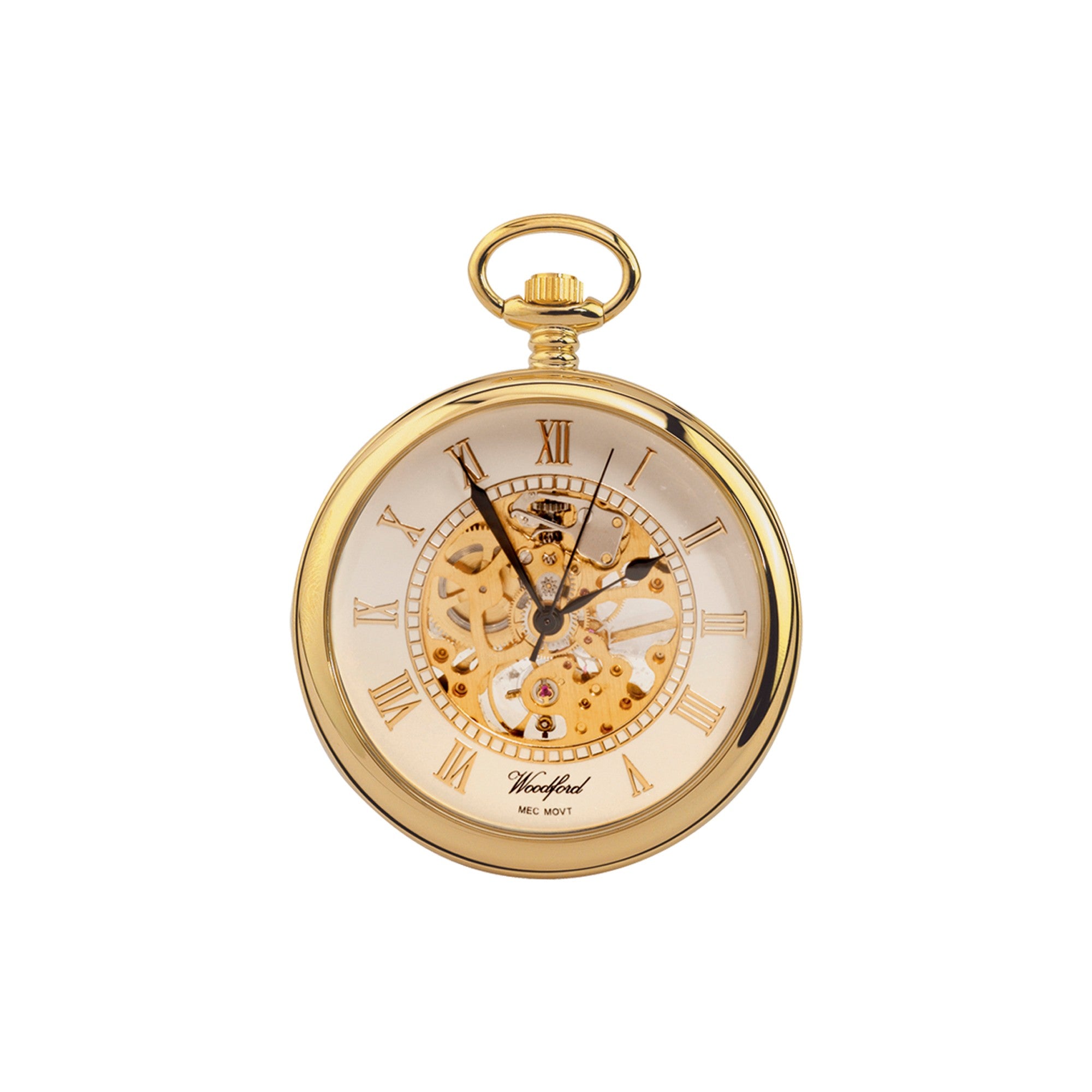 Woodford Open Face Gold Plated Skeleton Pocket Watch 1030