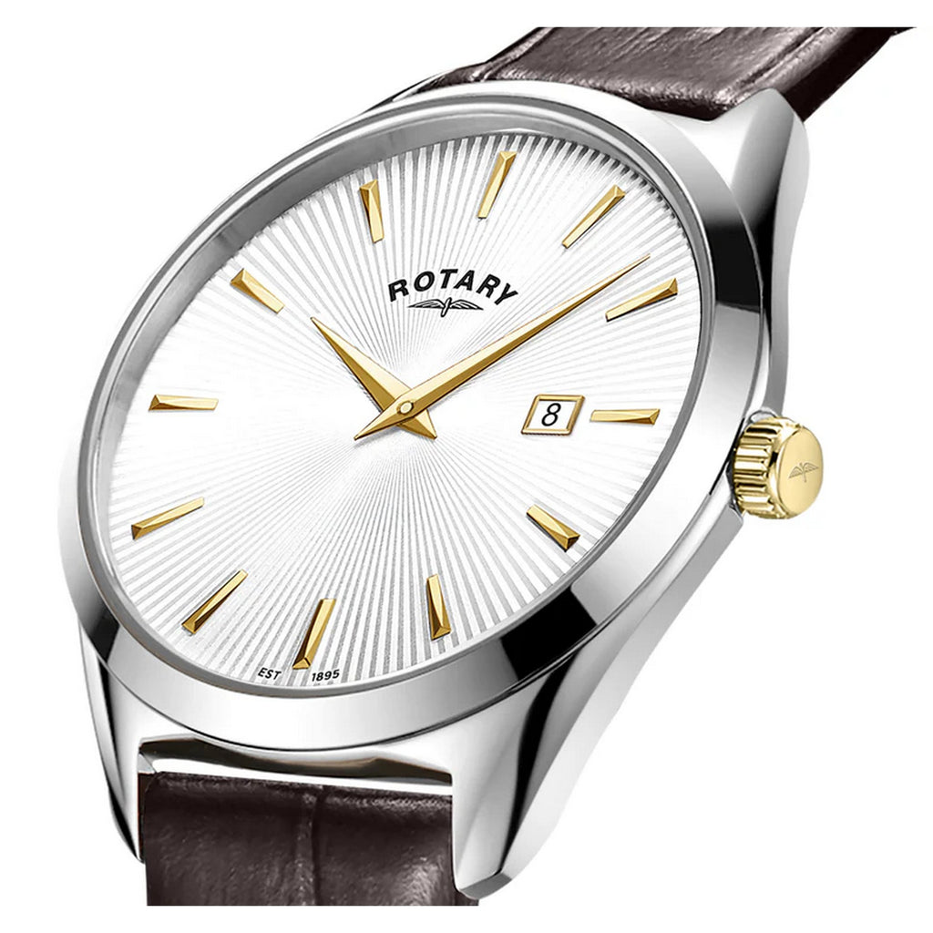 Rotary Gents Ultra Slim Brown Leather Stap Watch GS08010/02