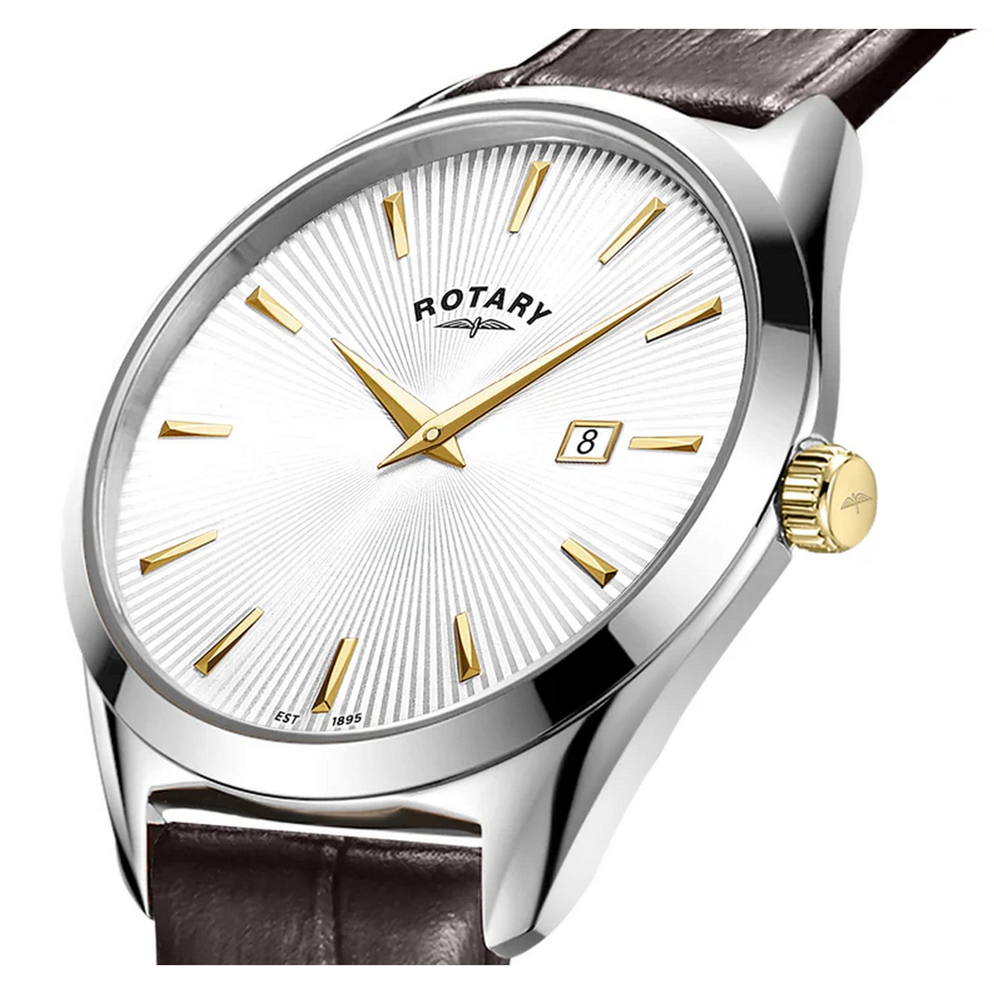 Rotary Gents Ultra Slim Brown Leather Stap Watch GS08010/02