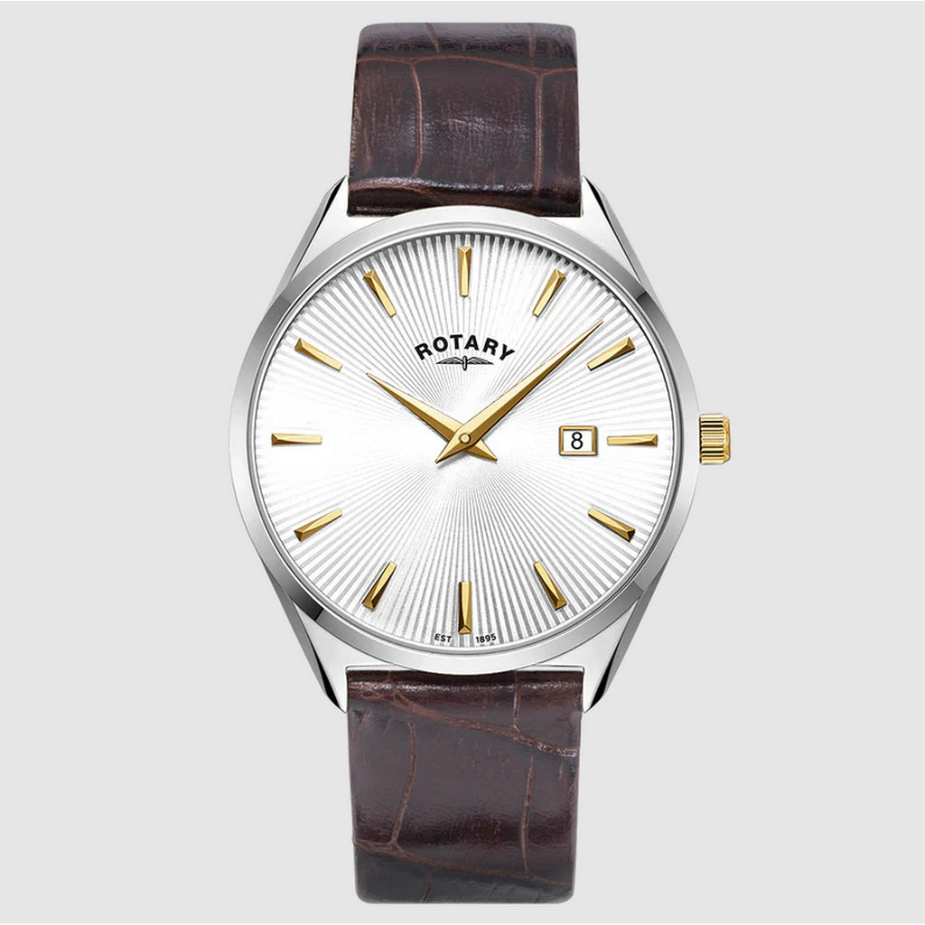 Rotary Gents Ultra Slim Brown Leather Stap Watch GS08010/02