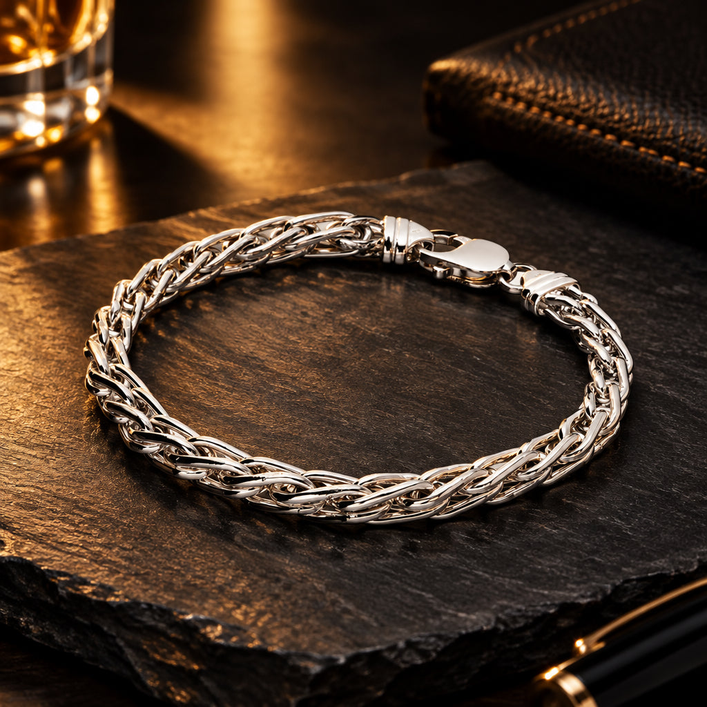Silver Gents Wheat Chain Bracelet 11288