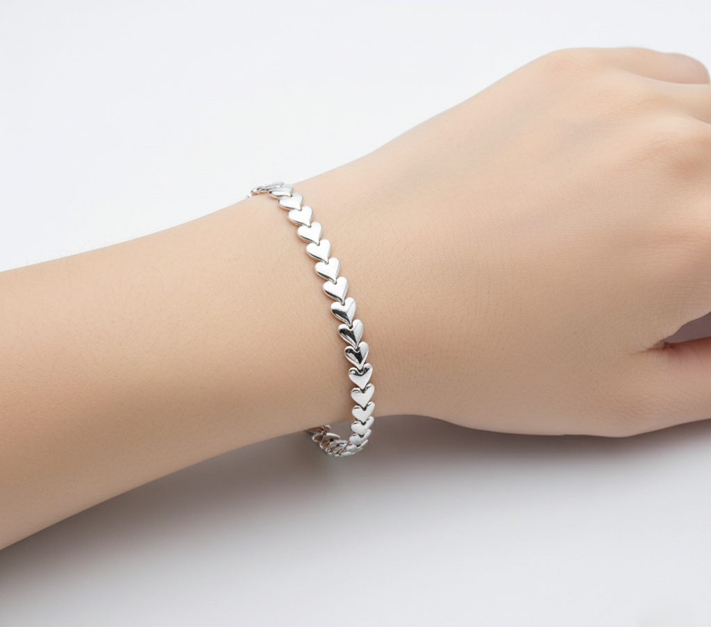 Sterling Silver Interlinked Heart Bracelet CE-H3332-19