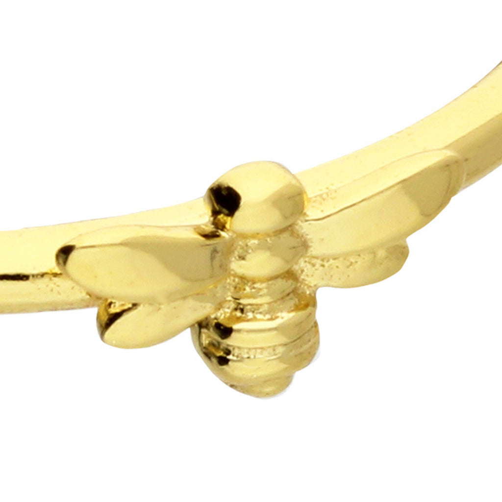 Sterling Silver Yellow Gold Plated Tiny Bee Thin Stacking Ring 13145