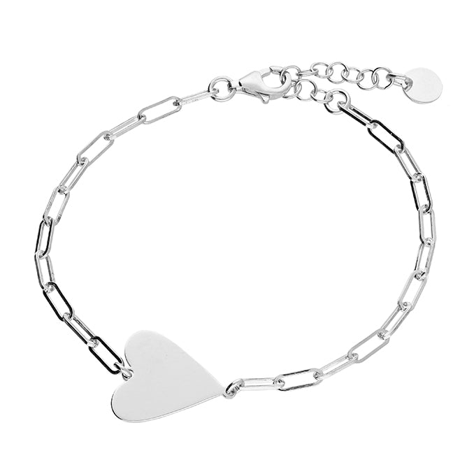 Sterling Silver Plain Heart Paperlink Bracelet 10232
