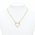 Sterling Silver Yellow Gold Plated Plain Open Heart Trace Chain Necklace 11340