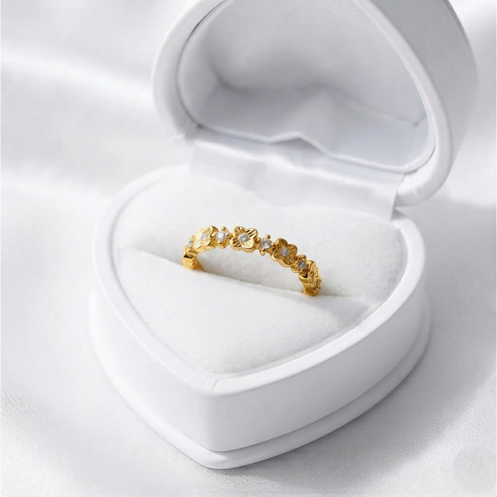 Sterling Silver Yellow Gold Plated Alternate Flower/Star CZ Ring 2153