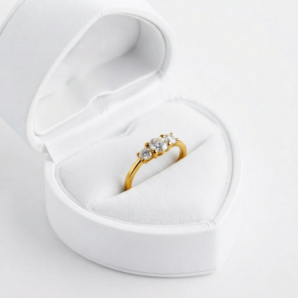 Sterling Silver Yellow Gold Plated Trilogy CZ Ring 2155