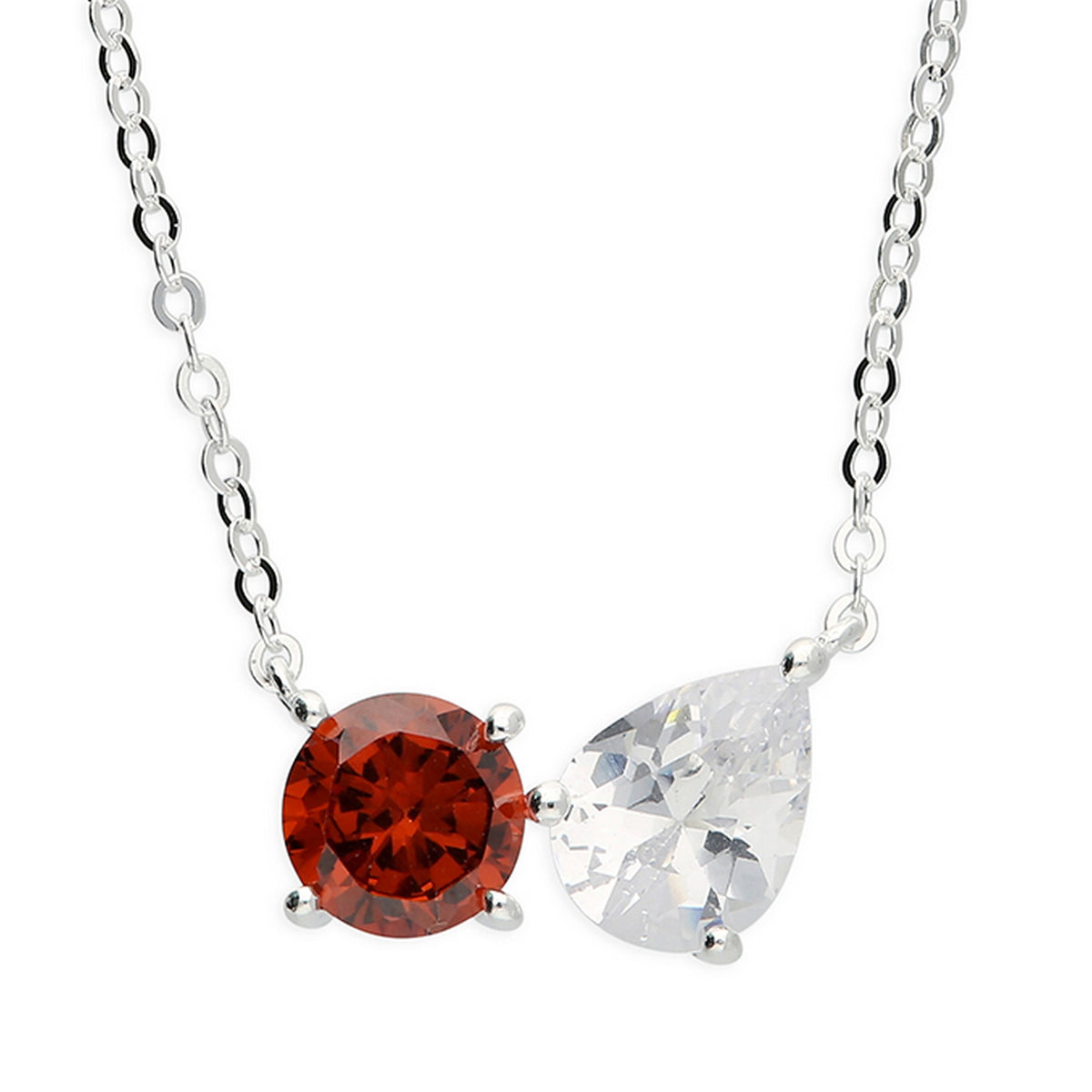 Sterling Silver Toi Et Moi January Birthstone Necklace 12277