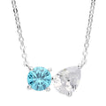 Sterling Silver Toi Et Moi March Birthstone Necklace 12279