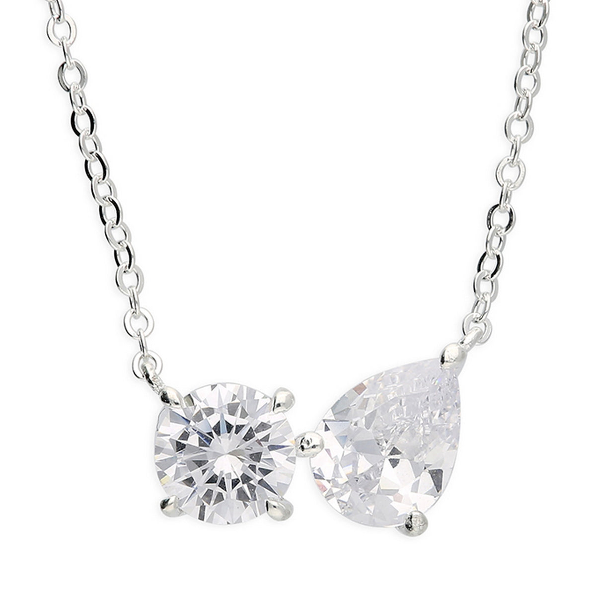 Sterling Silver Toi Et Moi April Birthstone Necklace 12280