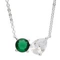 Sterling Silver Toi Et Moi May Birthstone Necklace 12281