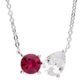 Sterling Silver Toi Et Moi July Birthstone Necklace 12283