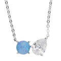 Sterling Silver Toi Et Moi October Birthstone Necklace 12286