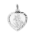 Silver 18mm Single Sided Diamond-Cut Heart St Christopher 2243