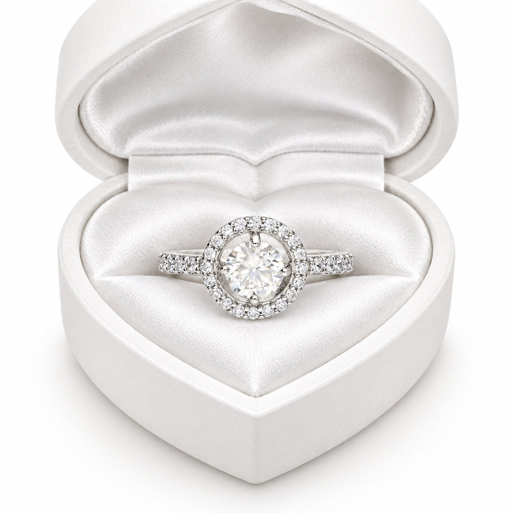 Silver Moissanite Open Halo Ring 11205