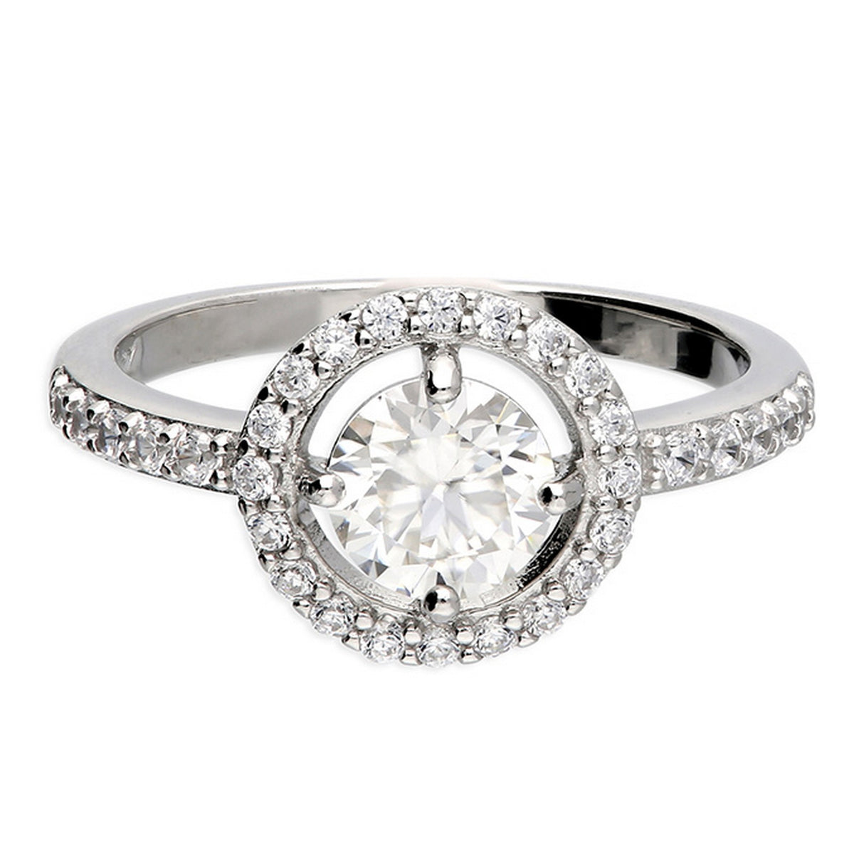Silver Moissanite Open Halo Ring 11205