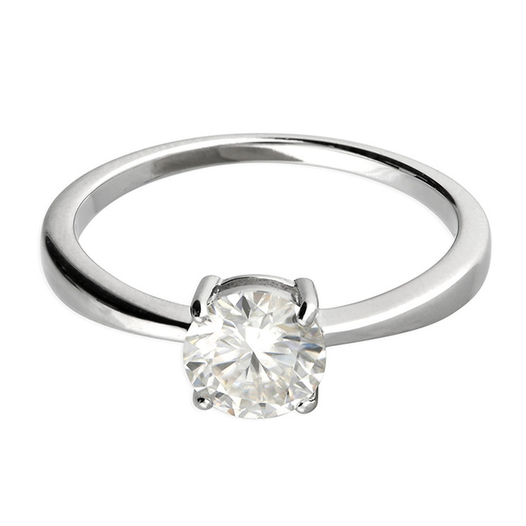 Silver Solitaire Moissanite Ring 10844