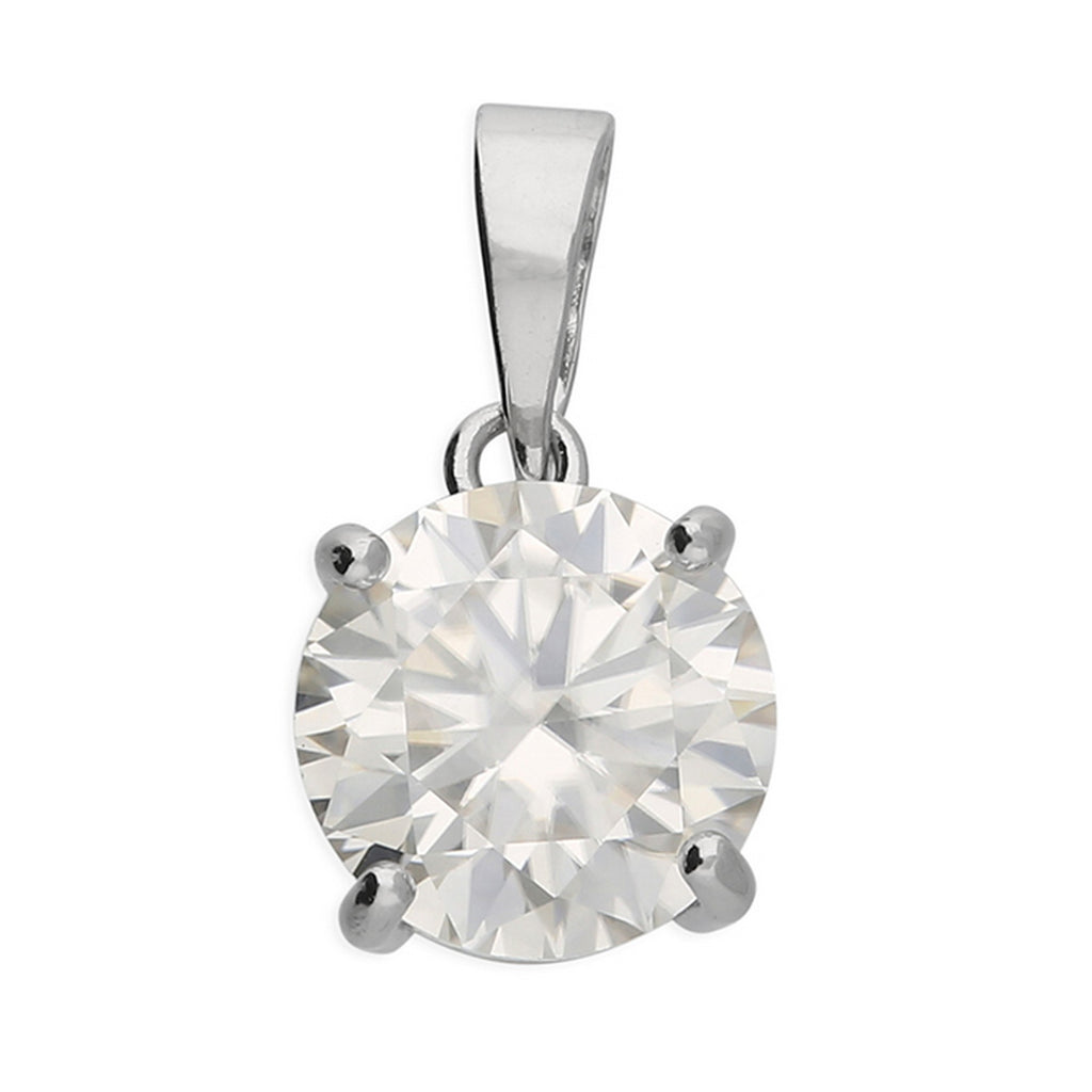Silver 18" Chain & Moissanite Round Pendant 10258