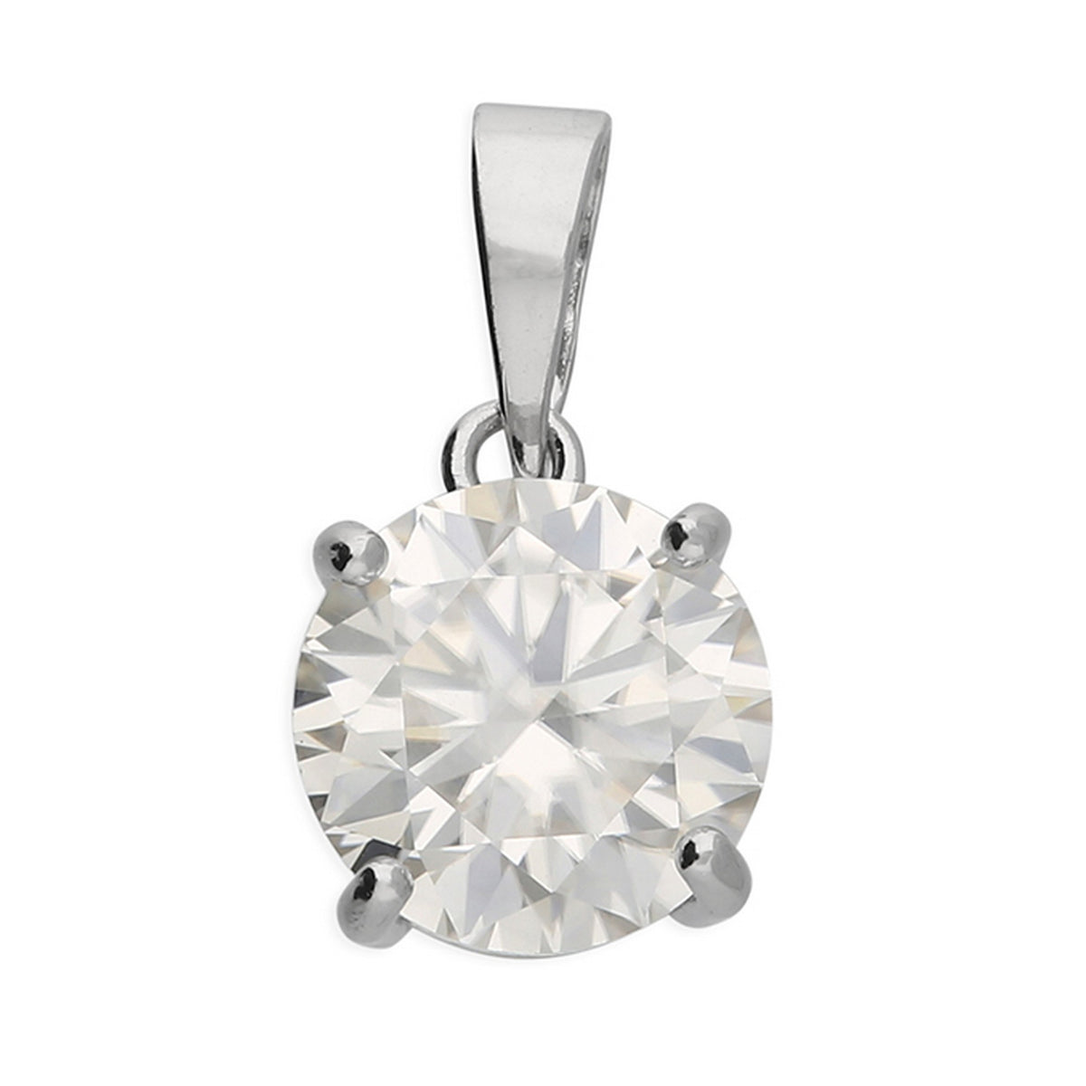 Silver 18" Chain & Moissanite Round Pendant 10258
