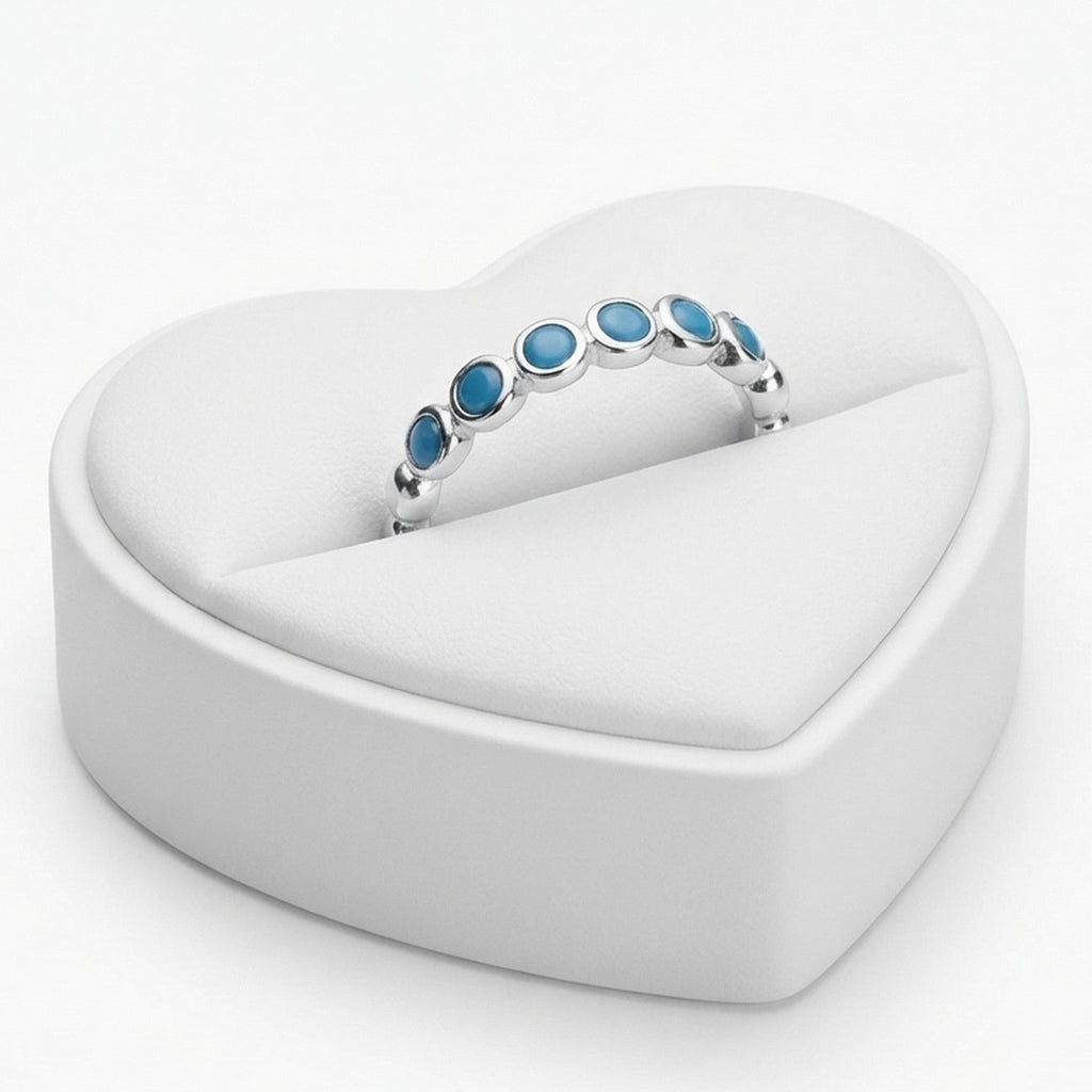Silver Synthetic Turquoise Band Ring 11207