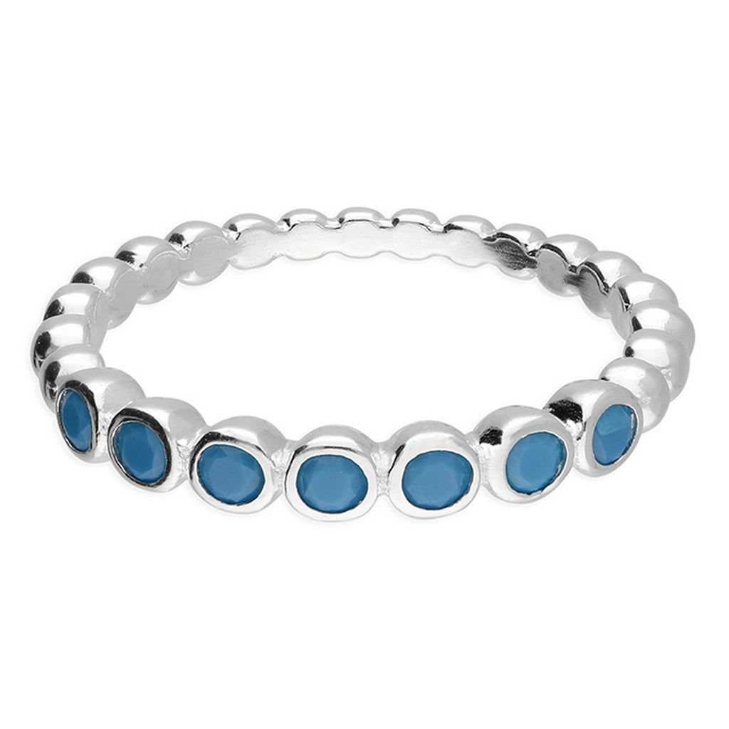 Silver Synthetic Turquoise Band Ring 11207
