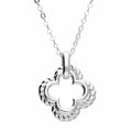 Silver Textured Double Clover Necklace 13076