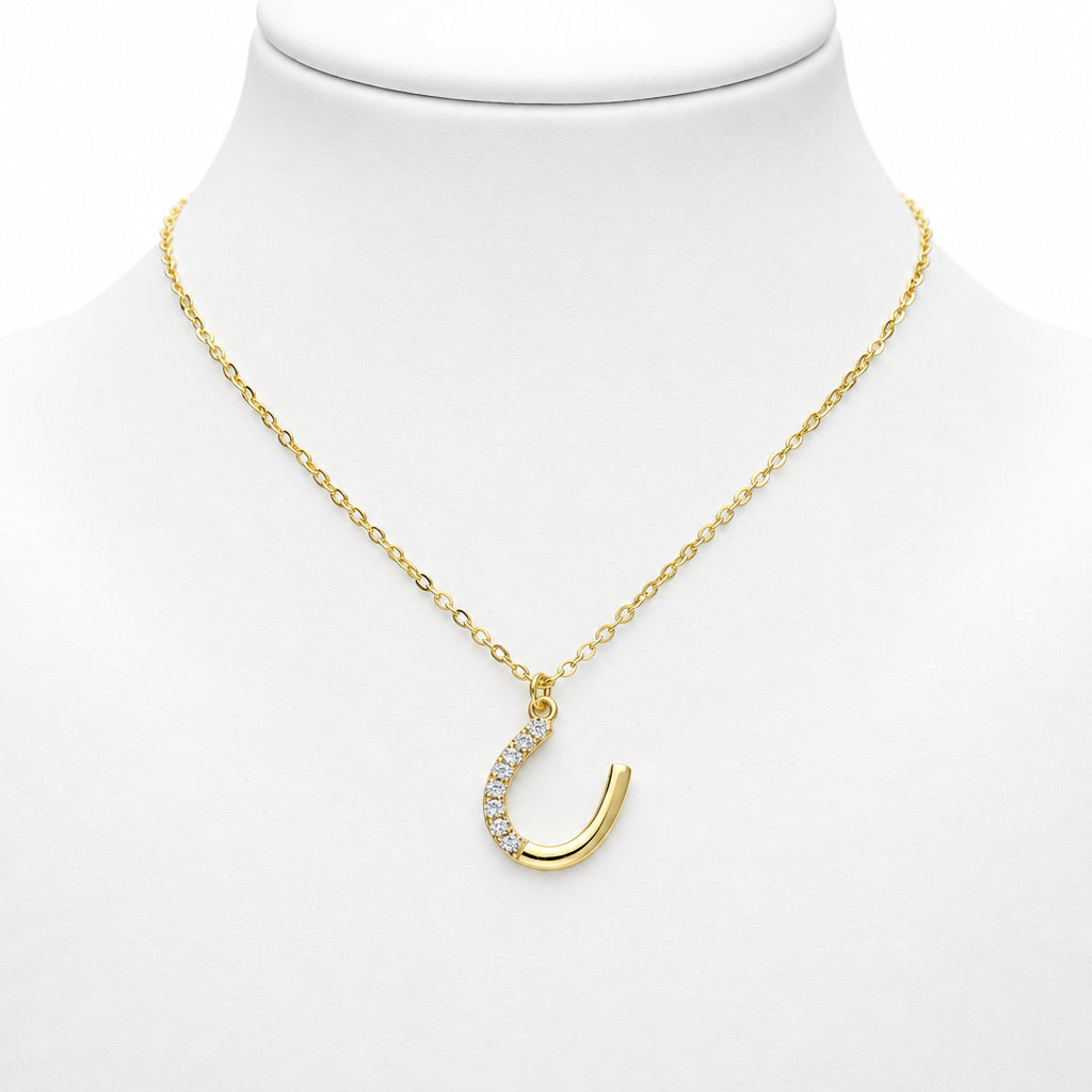 Sterling Silver Gold Plated Horseshoe Necklace 11784